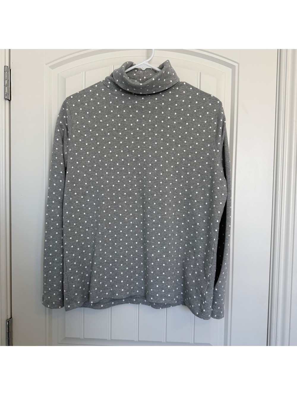 Liz Claiborne XL Gray Polka Dot Cotton Turtleneck Sweater